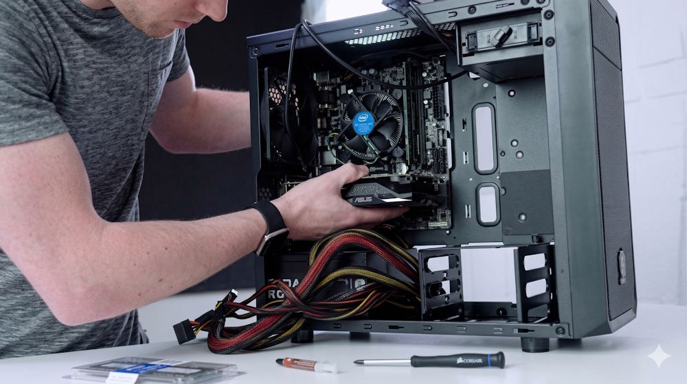 Τεχνικός επισκευάζει μητρική πλακέτα laptop